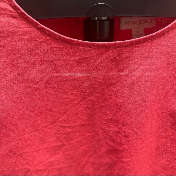 Cynthia Rowley Berry Pink Coral 100% Linen Ruffles Shirt Cropped Top Size Large - Picture 7 of 10